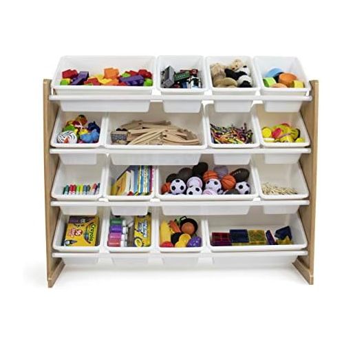 튜터 Tot Tutors WO166 Super-Sized Toy Storage Organizer w/ 16 Bin, Universal, Natural/White