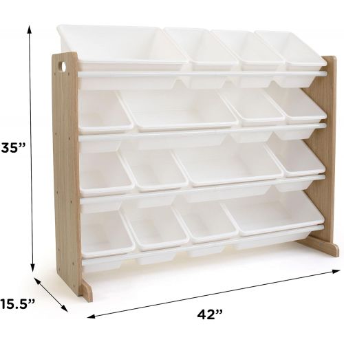 튜터 Tot Tutors WO166 Super-Sized Toy Storage Organizer w/ 16 Bin, Universal, Natural/White