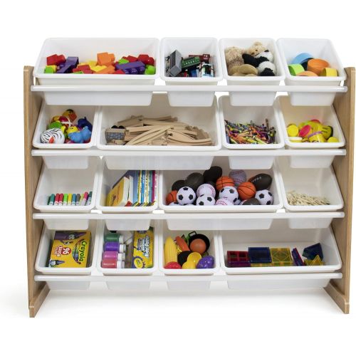 튜터 Tot Tutors WO166 Super-Sized Toy Storage Organizer w/ 16 Bin, Universal, Natural/White