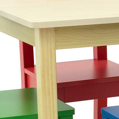 튜터 Tot Tutors Collection Kids Wood Table & 4 Chair Set, Natural/Primary