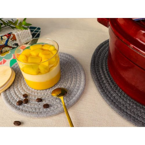  [아마존베스트]Humbson Potholders Set, Trivets Set Pot Holders for Hot Pots and Pans 100% Cotton Thread Weave 5 Pcs Pads Table Mats Stylish Coasters for Cooking and Baking (1x 11.8inch + 4X 7inch