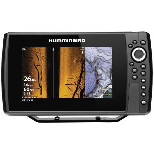  Humminbird 410830-1 HELIX 8 CHIRP Sonar G3N Dual Spectrum Combo Fishfinder/GPS/Chartplotter with MEGA Down & Side Imaging + & 8 Display