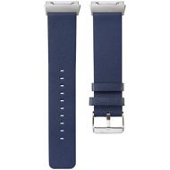 Hunpta@ Mode Sport Leder Armband mit Metallverbindern Compatible fuer Fitbit Ionic (120 + 75 mm) (Blau)