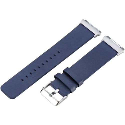  Hunpta@ Mode Sport Leder Armband mit Metallverbindern Compatible fuer Fitbit Ionic (120 + 75 mm) (Blau)