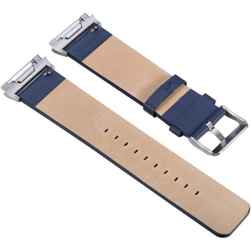  Hunpta@ Mode Sport Leder Armband mit Metallverbindern Compatible fuer Fitbit Ionic (120 + 75 mm) (Blau)