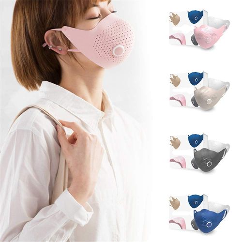  HuntGold2 1 pcs Unisex Adults Dust-Proof PM2.5 Air Mask for Sports Riding, Running, Easy Breathing Special Mist Mask Night Sky Blue/4 Filtration Core + Receiving Bag-Grey