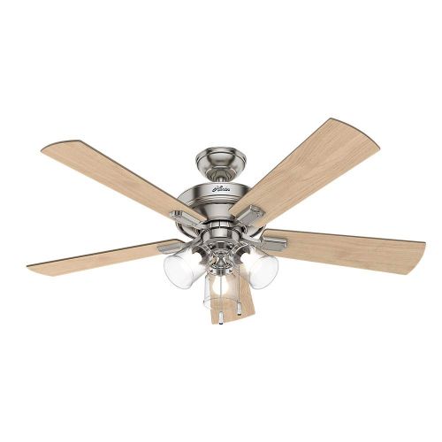  Hunter 54206 Crestfield 52 Ceiling Fan with LED Lights, Brushed Nickel