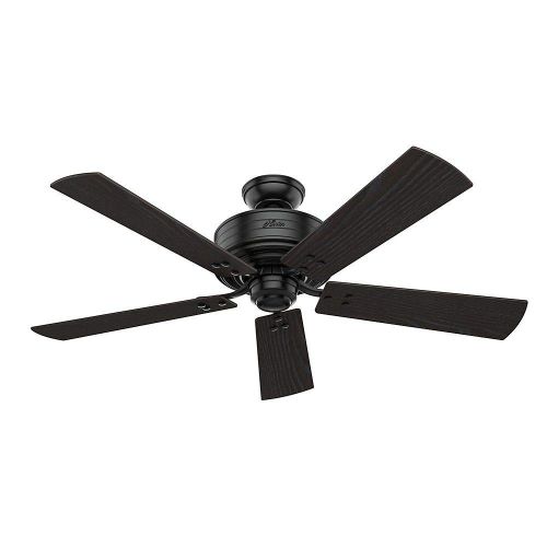  Hunter 55078 Cedar Key 52 Outdoor Ceiling Fan with LED Light & Remote, Matte Black