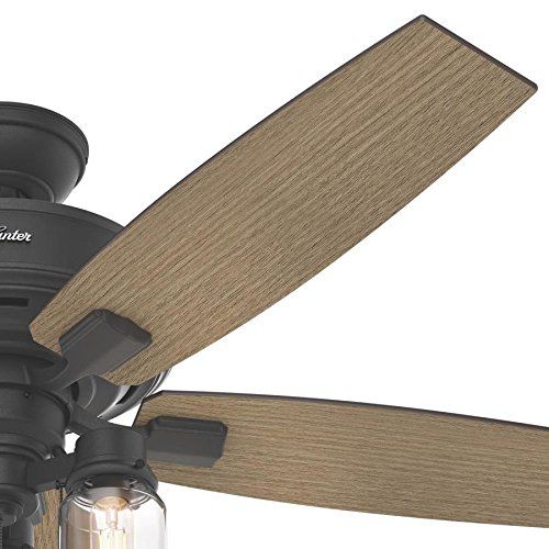  Hunter Lincoln Edison Style LED 52-in Natural Iron Indoor Downrod Or Close Mount Ceiling Fan with Light Kit