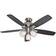 Hunter Meridale 52-in Brushed Nickel Downrod or Flush Mount Ceiling Fan with Light Kit