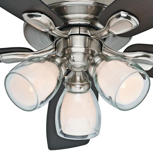  Hunter Meridale 52-in Brushed Nickel Downrod or Flush Mount Ceiling Fan with Light Kit