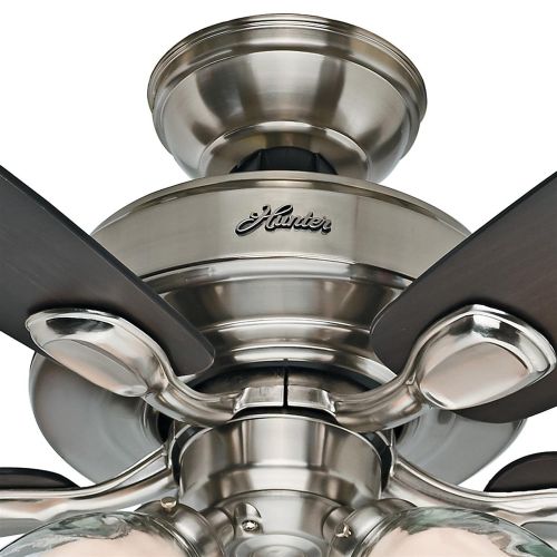  Hunter Meridale 52-in Brushed Nickel Downrod or Flush Mount Ceiling Fan with Light Kit