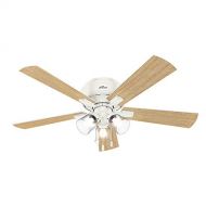 Hunter 54207 Crestfield 52 Hugger Ceiling Fan with LED Lights, Fresh White