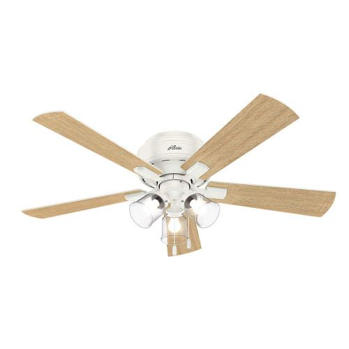  Hunter 54207 Crestfield 52 Hugger Ceiling Fan with LED Lights, Fresh White