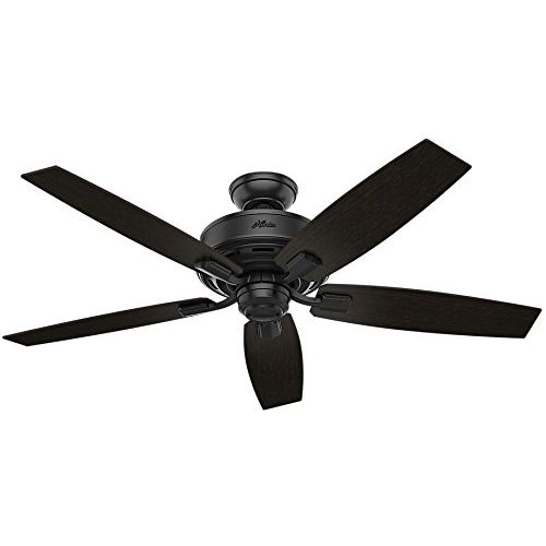  Hunter Ceiling Fan Black 54187 Bennett 52 with Light and Remote, Matte Black (Desk Fan Included)