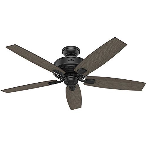  Hunter Ceiling Fan Black 54187 Bennett 52 with Light and Remote, Matte Black (Desk Fan Included)