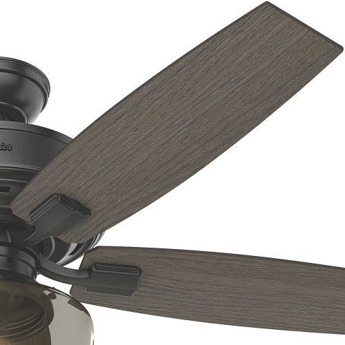  Hunter Ceiling Fan Black 54187 Bennett 52 with Light and Remote, Matte Black (Desk Fan Included)