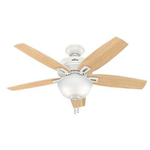  Hunter Wetherby Cove 48-in Fresh White IndoorOutdoor Downrod Or Close Mount Ceiling Fan with Light Kit