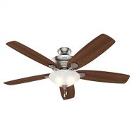 Hunter Regalia 60-in Brushed Nickel Indoor Downrod Or Close Mount Ceiling Fan with Light Kit
