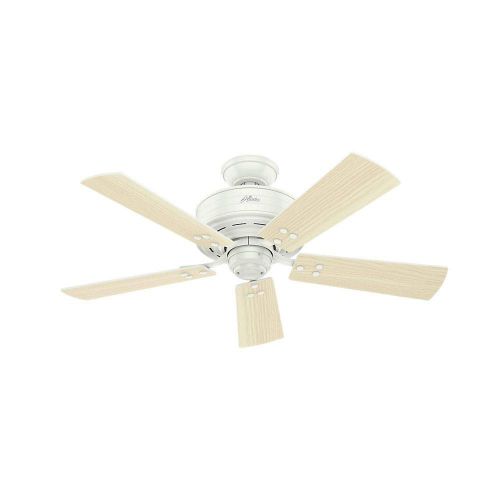  Hunter 54148 Cedar Key 44 Outdoor Ceiling Fan with LED Light & Remote, Fresh White