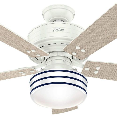  Hunter 54148 Cedar Key 44 Outdoor Ceiling Fan with LED Light & Remote, Fresh White