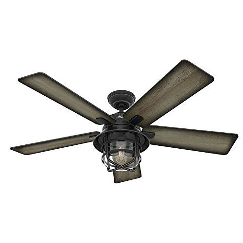  Hunter 54 Coral Gables Reversible Burnished Gray Pine Blades Remote Controlled Ceiling Fan in Weathered Zinc Finish