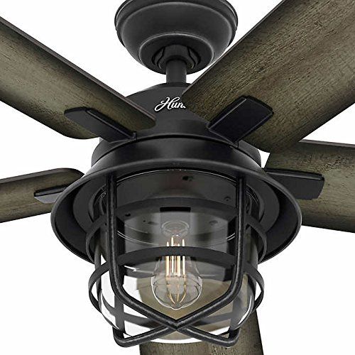  Hunter 54 Coral Gables Reversible Burnished Gray Pine Blades Remote Controlled Ceiling Fan in Weathered Zinc Finish