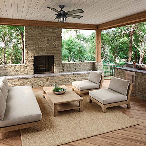  Hunter 54 Coral Gables Reversible Burnished Gray Pine Blades Remote Controlled Ceiling Fan in Weathered Zinc Finish