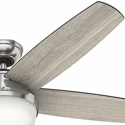  Hunter Fan 54 Contemporary Ceiling Fan in Brushed Nickel with Cased White LED Light Kit and Remote - Gray Reversible Blades