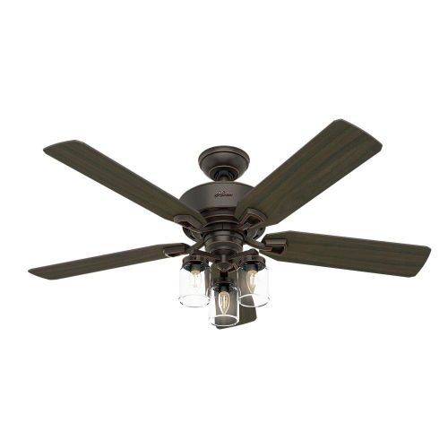  Hunter 54201 Devon Park 52 Ceiling Fan with LED Light & Remote, Onyx Bengal