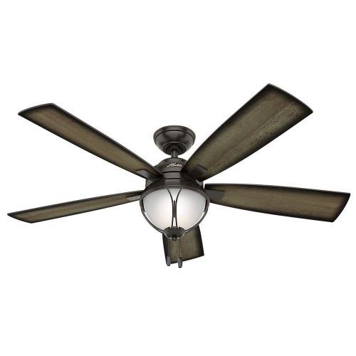  Hunter Sun Vista 54 in. LED IndoorOutdoor Noble Bronze Ceiling Fan with Light Kit