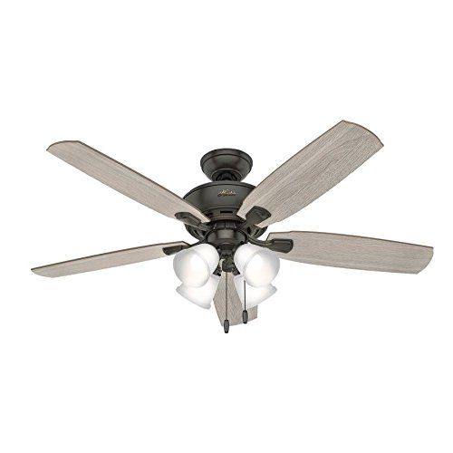  Hunter Amberlin LED 52-in Noble Bronze Indoor Downrod Or Close Mount Ceiling Fan with Light Kit