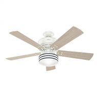 Hunter 55077 Cedar Key 52 Outdoor Ceiling Fan with LED Light & Remote, Fresh White