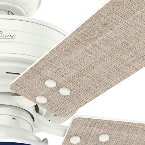  Hunter 55077 Cedar Key 52 Outdoor Ceiling Fan with LED Light & Remote, Fresh White