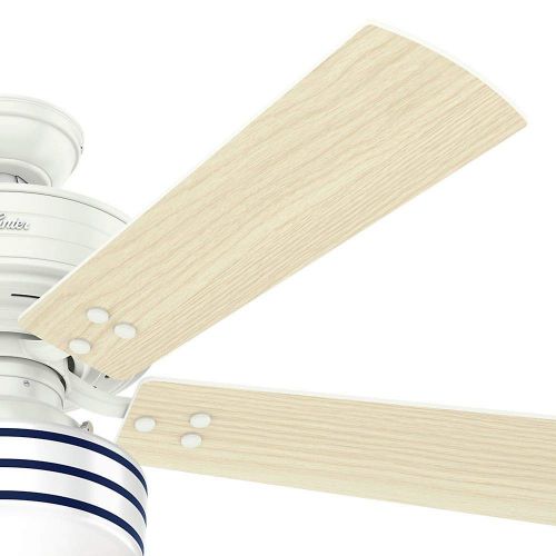  Hunter 55077 Cedar Key 52 Outdoor Ceiling Fan with LED Light & Remote, Fresh White