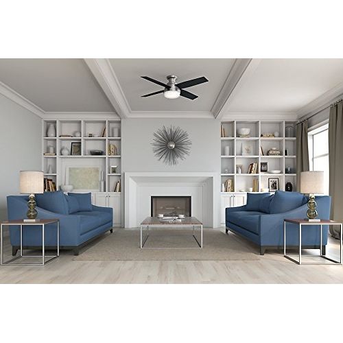  Hunter Ceiling Fan Company Hunter Low Profile Ceiling Fan Dempsey 59243 in Brushed Nickel with 2-Remote Control Bundle