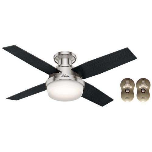  Hunter Ceiling Fan Company Hunter Low Profile Ceiling Fan Dempsey 59243 in Brushed Nickel with 2-Remote Control Bundle