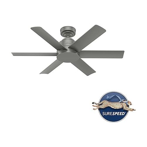  Hunter Fan Company, 51115, 44 inch Kennicott Matte Silver Indoor / Outdoor Ceiling Fan and Wall Control