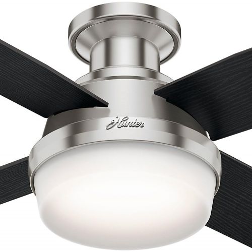  [아마존베스트]Hunter Fan Company 59243 Hunter Dempsey Indoor Low Profile Ceiling Fan with LED Light and Remote Control, 44, Brushed Nickel