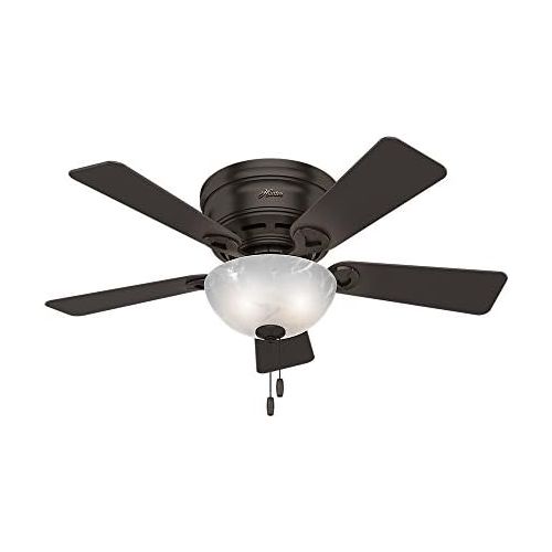  [아마존베스트]Hunter Haskell Indoor Low Profile Ceiling Fan with LED Light and Pull Chain Control, 42, Premier Bronze