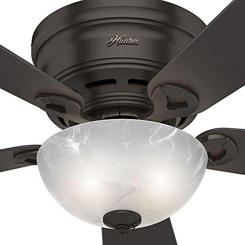  [아마존베스트]Hunter Haskell Indoor Low Profile Ceiling Fan with LED Light and Pull Chain Control, 42, Premier Bronze