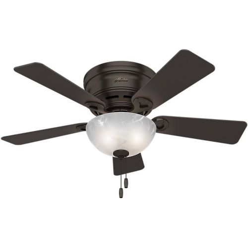  [아마존베스트]Hunter Haskell Indoor Low Profile Ceiling Fan with LED Light and Pull Chain Control, 42, Premier Bronze