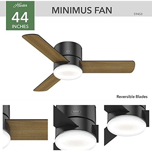  [아마존베스트]Hunter Minimus Indoor Low Profile Ceiling Fan with LED Light and Remote Control, 44, Matte Black