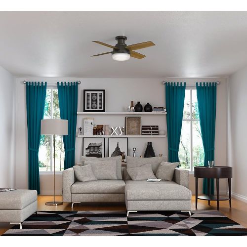  [아마존베스트]Hunter Dempsey Indoor Low Profile Ceiling Fan with LED Light and Remote Control, 44, Noble Bronze