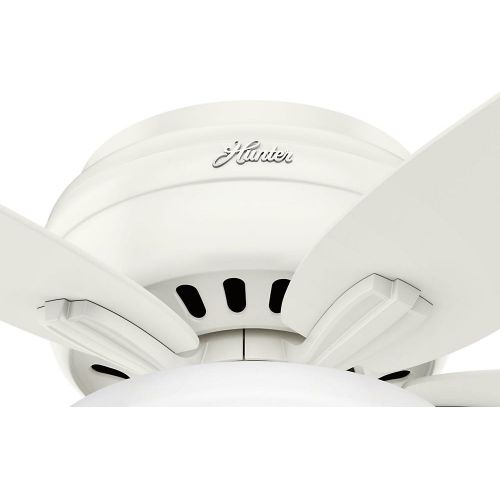  [아마존베스트]HUNTER 51080 Newsome Indoor Low Profile Ceiling Fan with LED Light and Pull Chain Control, 42, Fresh White