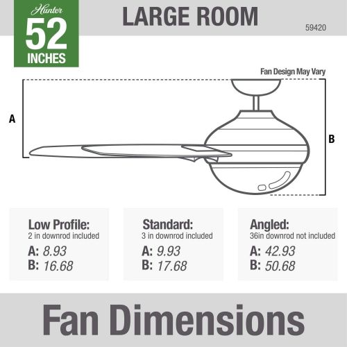  [아마존베스트]HUNTER 59420 Coral Bay Indoor / Outdoor Ceiling Fan with LED Light and Remote Control, 52, Noble Bronze