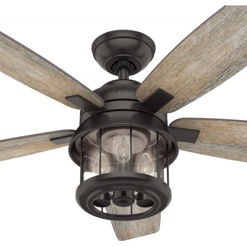  [아마존베스트]HUNTER 59420 Coral Bay Indoor / Outdoor Ceiling Fan with LED Light and Remote Control, 52, Noble Bronze