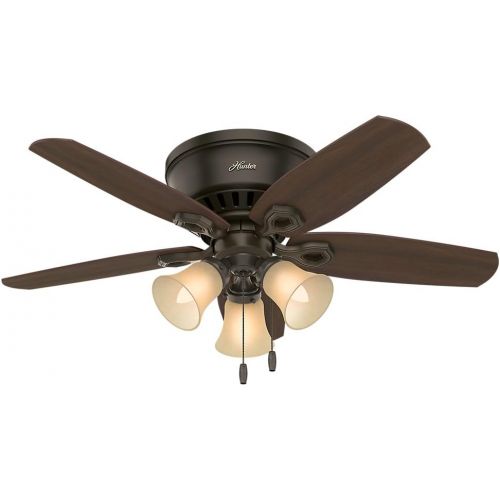  [아마존베스트]Hunter Fan Company 51091 Hunter Builder Indoor Low Profile Ceiling Fan with LED Light and Pull Chain Control, 42, New Bronze