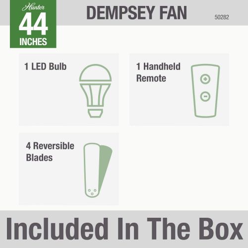  [아마존베스트]Hunter Fan Company 50282 Hunter Dempsey Indoor Low Profile Ceiling Fan with LED Light and Remote Control, 44, Brushed Nickel
