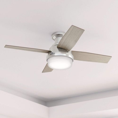  [아마존베스트]Hunter Fan Company 50282 Hunter Dempsey Indoor Low Profile Ceiling Fan with LED Light and Remote Control, 44, Brushed Nickel